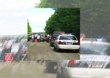 Photostory: Seismic vibrators blocked in Stanley